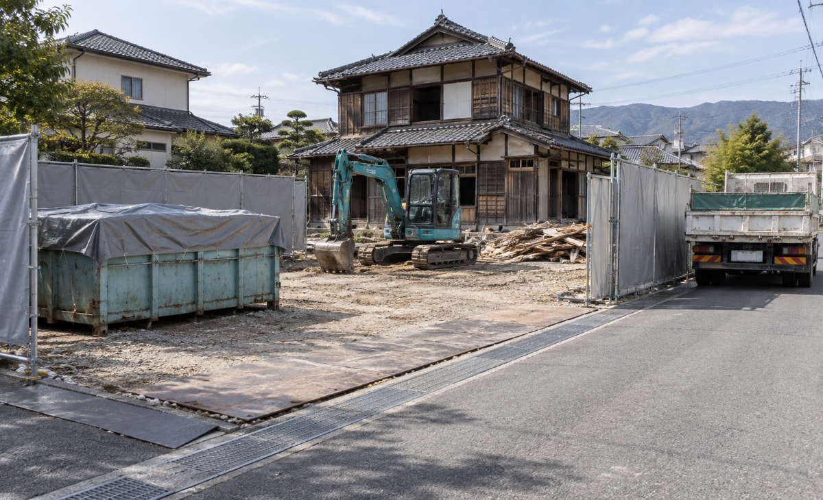 木造住宅の解体で必要になる仮設と搬出経路