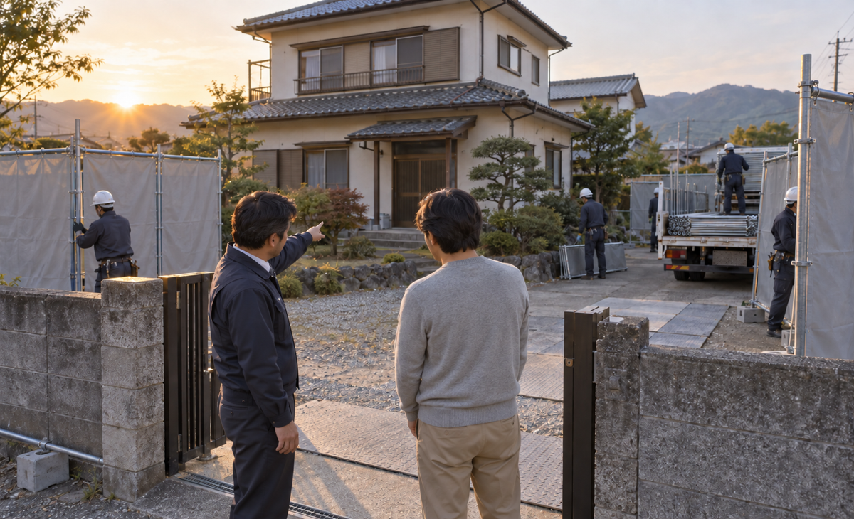 期限を意識して空き家の解体準備を始める相続人と施工担当者