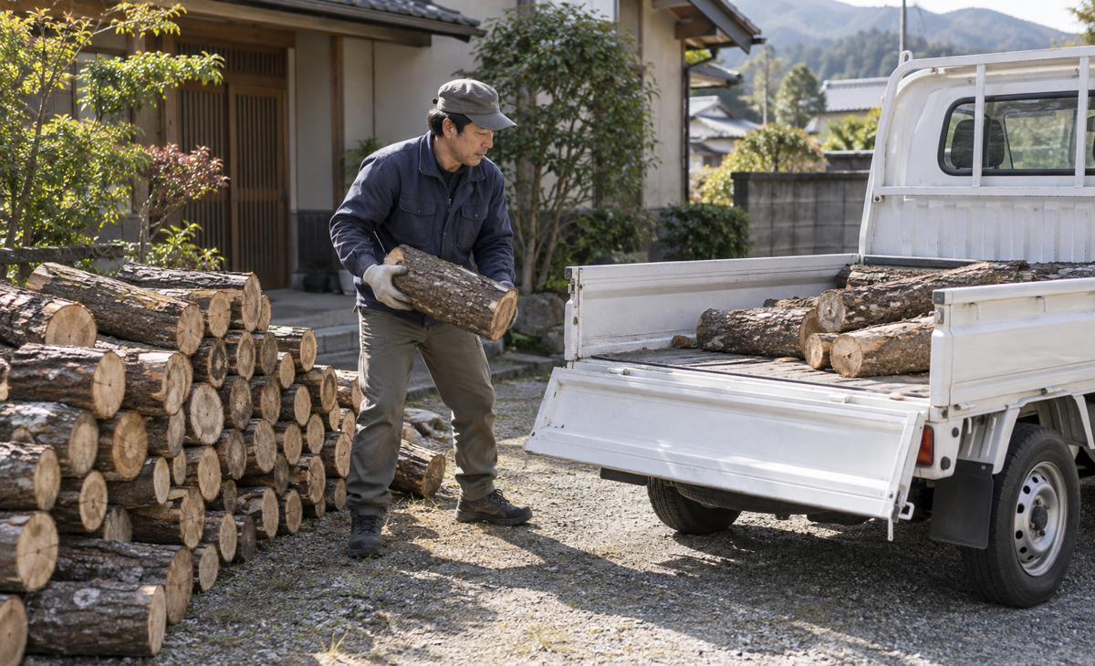 切り分けた材の積込み・搬出も、費用の対象範囲として確認します。