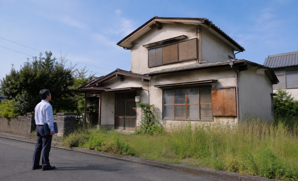 空き家の状態を道路から確認する所有者